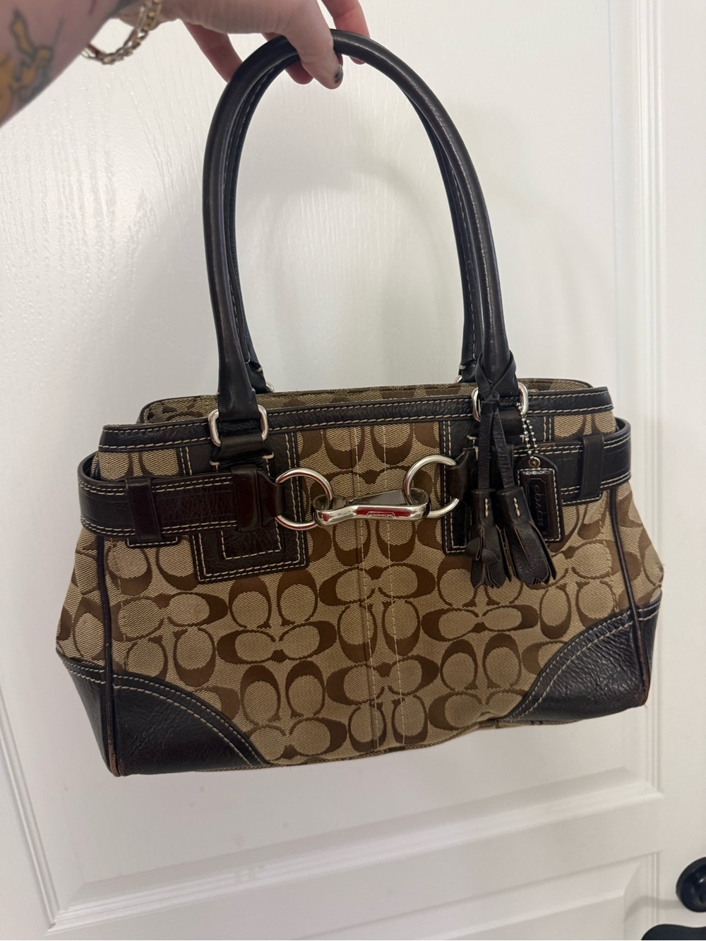 Vintage Y2K Coach Signature Hampton Canvas Jacquard Tote 10245